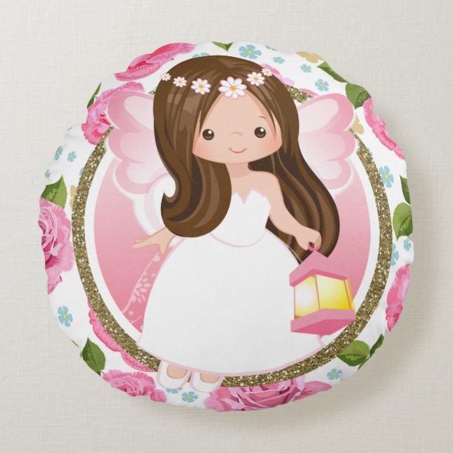 Coussins Ronds Filles roses avec oreiller à lancer Rose (Devant)