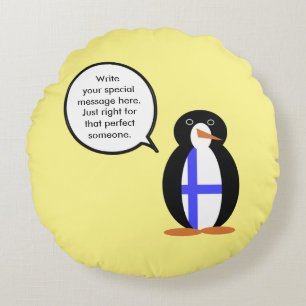 Coussins Ronds Finlande Parlant Mme Pingouin Personnalisé