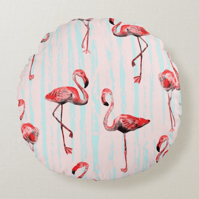 Coussins Ronds Flamant rose motif transparent (Devant)