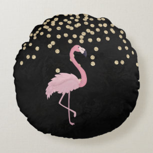 Coussins Ronds Flamants roses élégants et stylés ornés de diamant