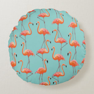 Coussins Ronds Flamingo réaliste : motif vintage