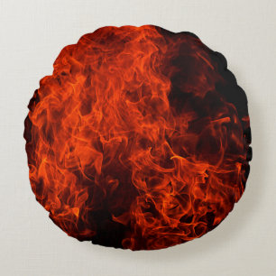 Coussins Ronds Flamme arrière - plan feu noir chaud