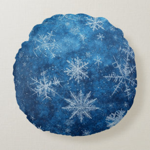 Coussins Ronds Flèche de neige de Noël bleu