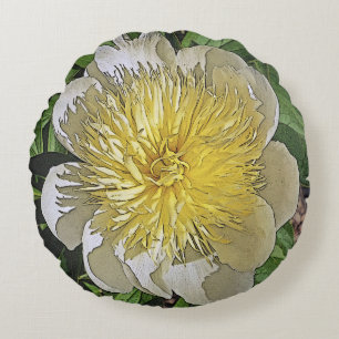 COUSSINS RONDS FLÈCHE RONDE COULEUR / PEONNE BLANCHE AVEC CENTRE
