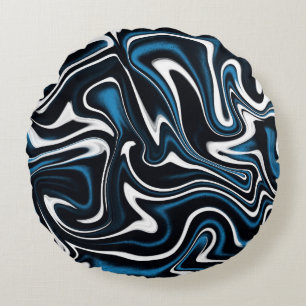 Coussins Ronds Flèches bleues, noires et blanches