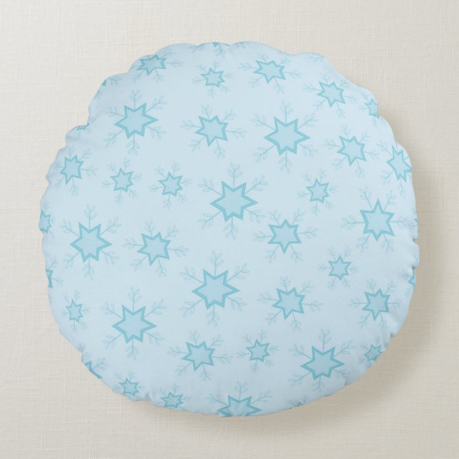 Coussins Ronds Fléchettes de neige, Bleu glacé, Fléchettes de nei (Devant)