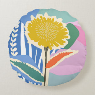 Coussins Ronds Fleur abstraite Dandelion Blocs de couleur Moderne