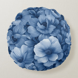 Coussins Ronds Fleur Bleue