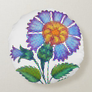 Coussins Ronds Fleur bleue en demi-teinte Beaux-arts