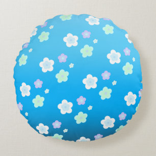 Coussins Ronds Fleur bleue florale Motif coloré dégradé