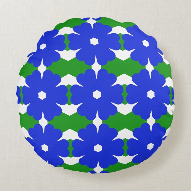 Coussins Ronds Fleur bleue moderne simple (Devant)