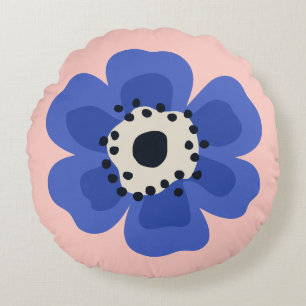 Coussins Ronds Fleur bleue rose