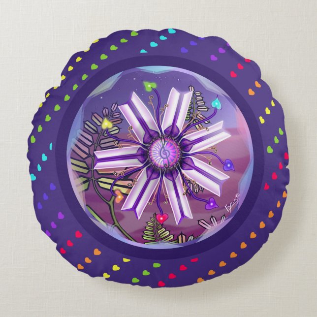 Coussins Ronds Fleur dans le désert (Devant)