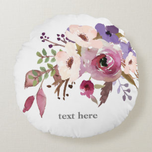 Coussins Ronds Fleur d'aquarelle romantique, florale bohème