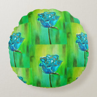 Coussins Ronds Fleur d'aquarelle verte nature