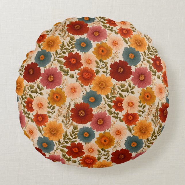 Coussins Ronds Fleur d'automne Cottagecore (Devant)