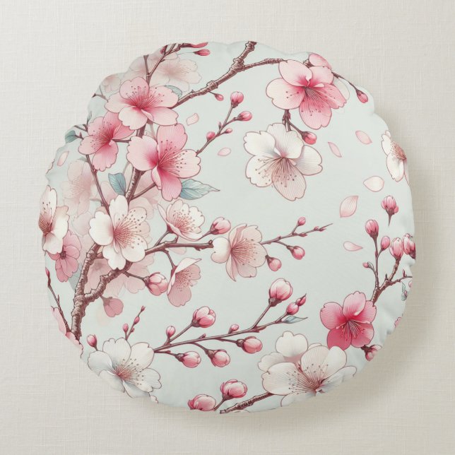 Coussins Ronds Fleur de cerise (Devant)