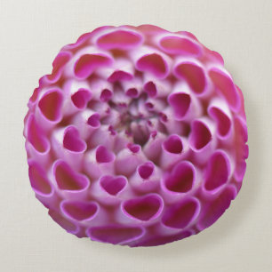 Coussins Ronds Fleur de Coeur rose Dahlia Fleur Motif Floral