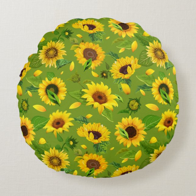 Coussins Ronds Fleur de couleur 4 (Devant)