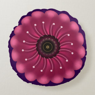 Coussins Ronds Fleur de fantaisie rose lumineuse   Fleur abstrait