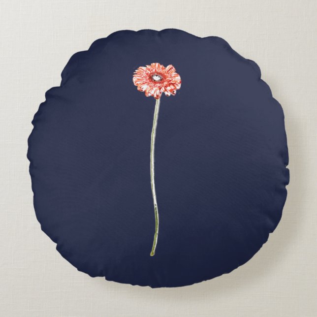 Coussins Ronds Fleur de Gerbera rouge pâle (Devant)