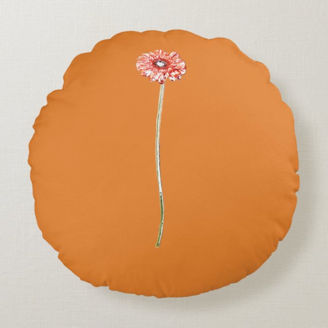 Coussins Ronds Fleur de Gerbera Rouge Pâle (Devant)