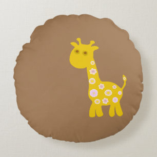 Coussins Ronds Fleur de Girafe Jaune mignonne