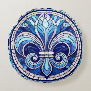 Coussins Ronds Fleur-de-lis - Art de la mosaïque de verre
