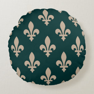 Coussins Ronds Fleur de Lis Motif, Royal French Creative on Green