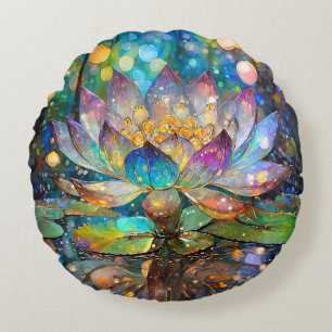 Coussins Ronds Fleur de lotus illuminée en fleurs