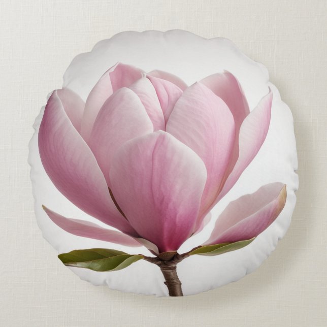 Coussins Ronds Fleur de magnolia rose blanc arrière - plan Jeu d' (Devant)