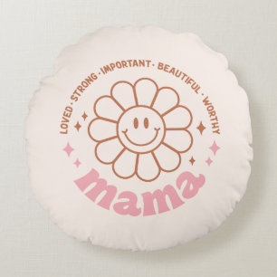 Coussins Ronds Fleur de maman : aimée, forte, belle et digne
