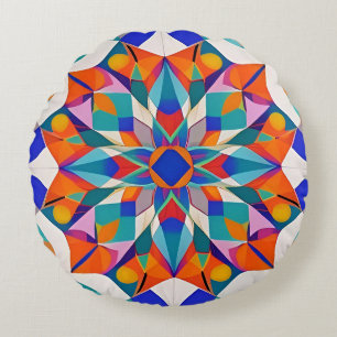 Coussins Ronds Fleur de Mandala Colorée