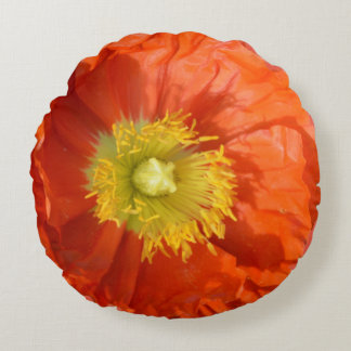 Coussins Ronds Fleur de pavot orange orange clair