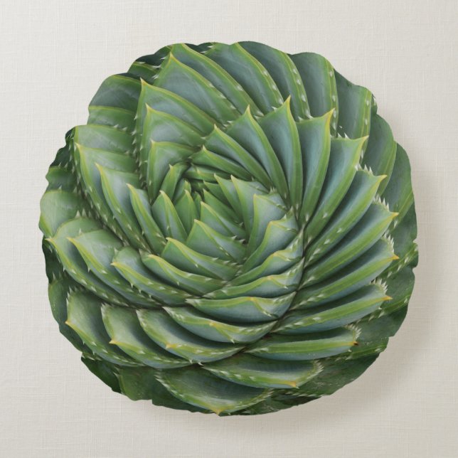 Coussins Ronds Fleur de printemps des cactus verts (Devant)