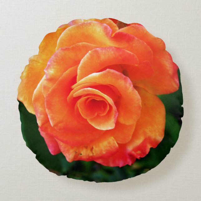 Coussins Ronds Fleur de rose orange (Devant)