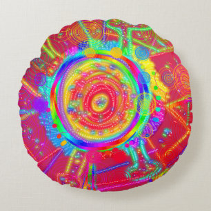 Coussins Ronds Fleur de ventilateur à roue Tie-Dye 