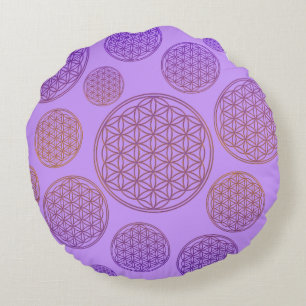 Coussins Ronds Fleur de vie / Blume des Lebens - Violet motif
