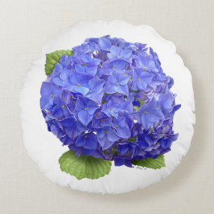 Coussins Ronds Fleur d'hortensia bleue