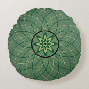 Coussins Ronds Fleur géométrique verte