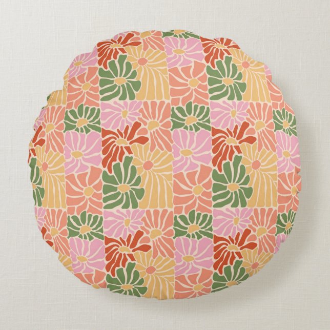 Coussins Ronds Fleur groovy rétro  (Devant)