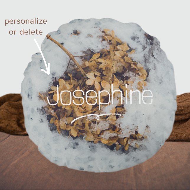 Coussins Ronds Fleur Hortensia sur la neige (Créateur téléchargé)