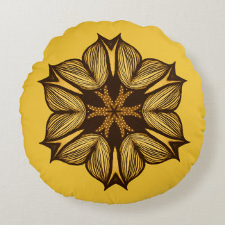 Coussins Ronds Fleur Jaune Abstraite
