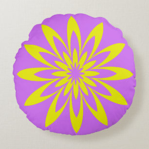 Coussins Ronds Fleur jaune violette
