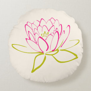 Coussins Ronds Fleur Lotus / Illustration de la couche d'eau