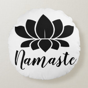 Coussins Ronds Fleur Lotus Noire moderne Namaste Yoga