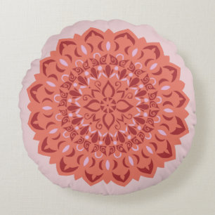 Coussins Ronds Fleur Mandala blush