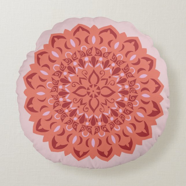 Coussins Ronds Fleur Mandala blush (Devant)