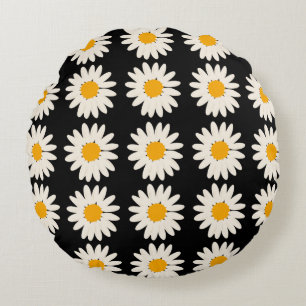Coussins Ronds Fleur noir