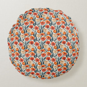 Coussins Ronds Fleur orange et beige sans couture avec feuilles v